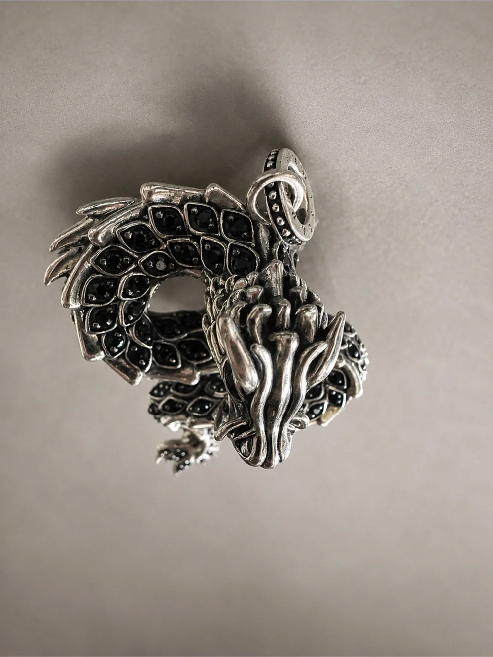 THOMAS SABO Blackened Sterling Silver Dragon Pendant Gothic Luxury Rare